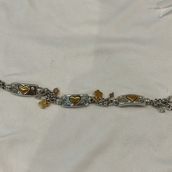 New Brighton Gold Silver Bar Link Bracelet Hearts - Picture 3 of 4